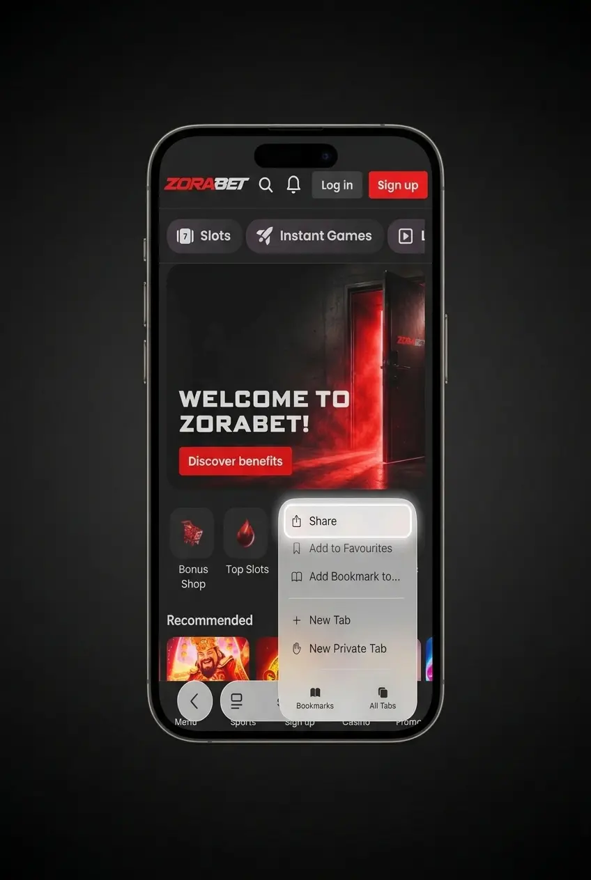 Ghid pas cu pas pentru descărcarea aplicației ZoraBet pe iOS, afișat pe ecranul unui dispozitiv Apple