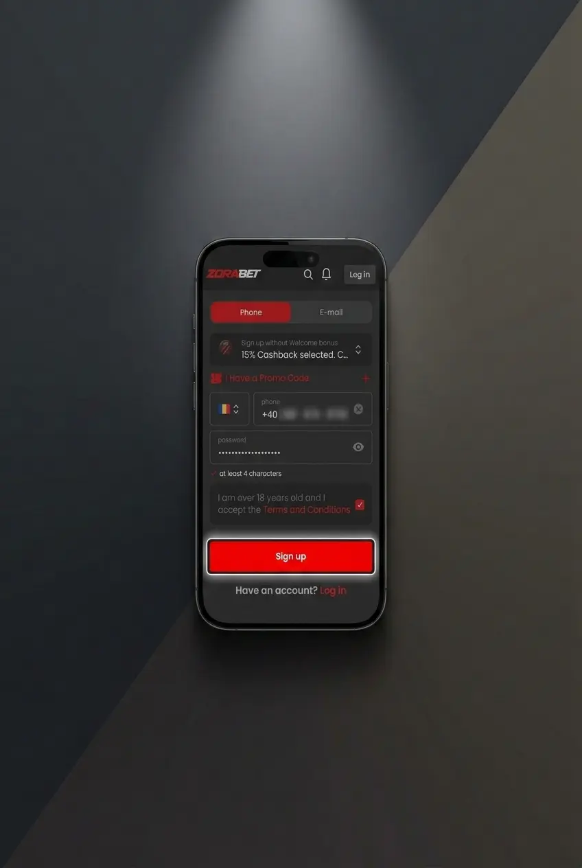 Ghid vizual pas cu pas pentru înregistrarea în aplicația mobilă ZoraBet în mai puțin de 2 minute