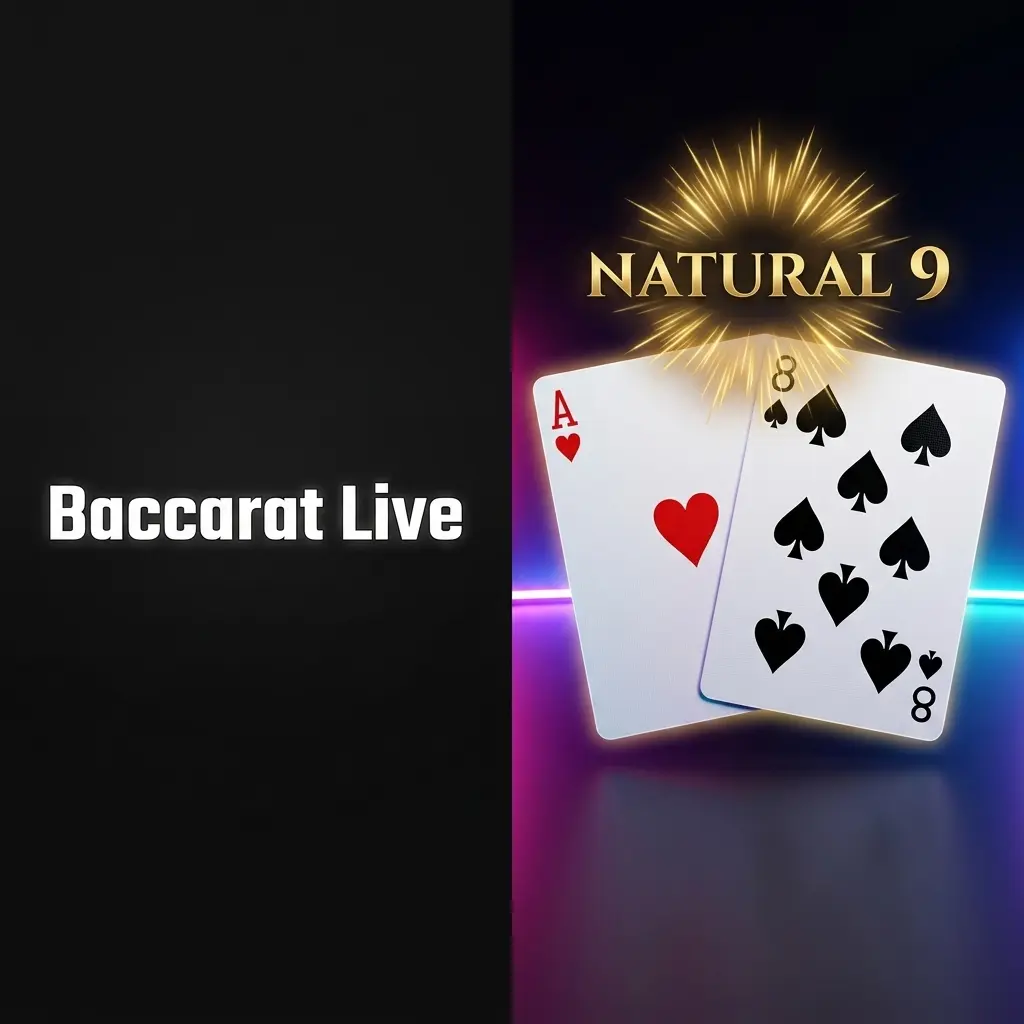 Masă de baccarat live cu dealer real, cărți de joc și opțiuni de pariat pe Player și Banker