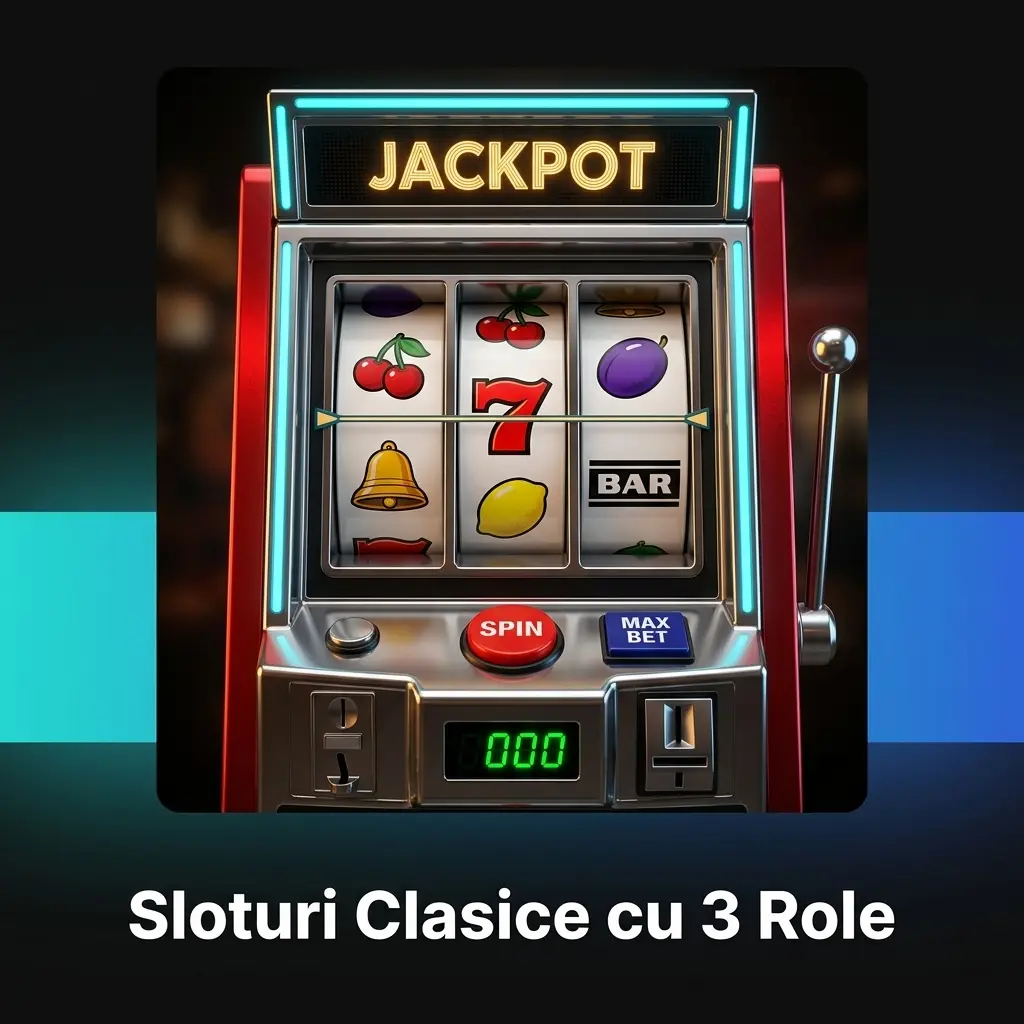 Sloturi clasice cu 3 role cu simboluri de fructe, BAR și 7-uri, inspirate din aparatele mecanice tradiționale