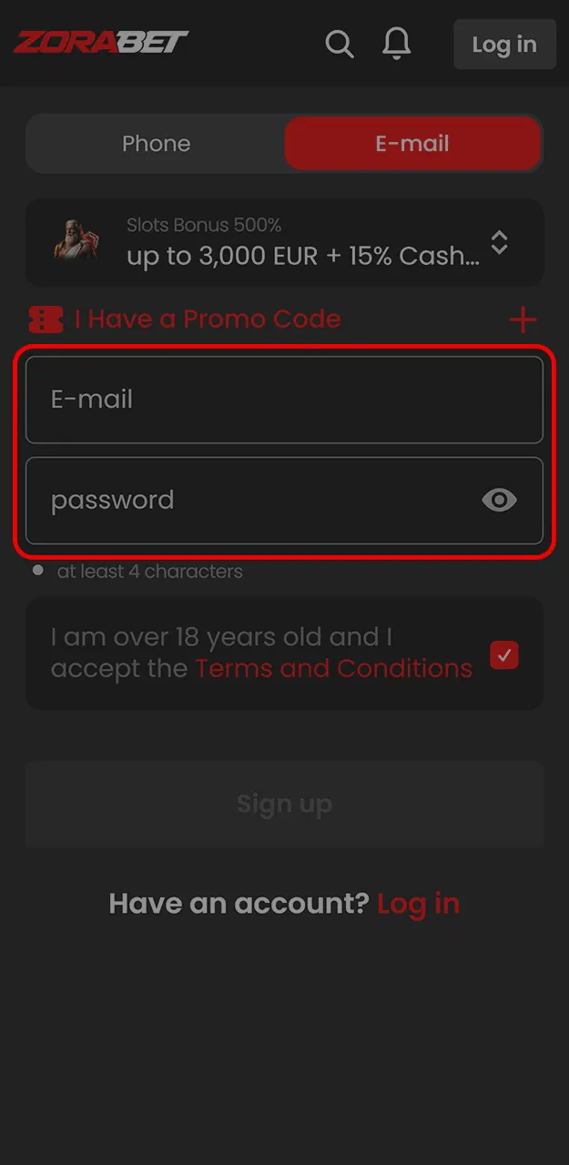 Completați datele personale la înregistrarea pe ZoraBet.