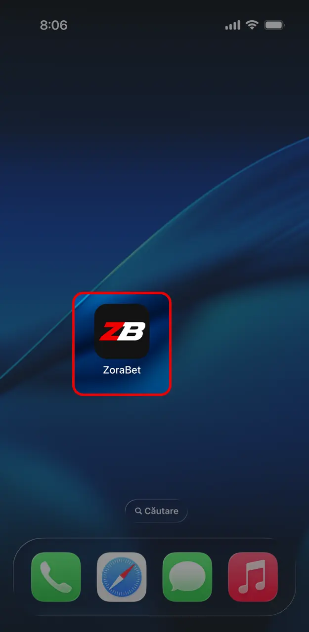 Deschideți aplicația ZoraBet instalată pentru iOS.