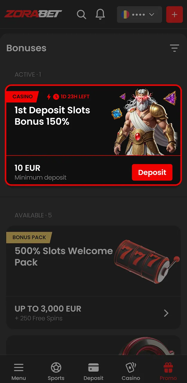 Selectați oferta promoțională potrivită și alege tipul de bonus pe ZoraBet.