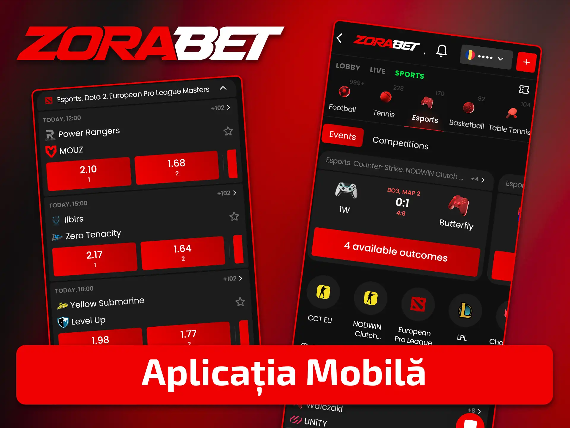 Bucurați-vă de opțiuni mobile flexibile pentru pariuri eSports prin aplicația mobilă ZoraBet.