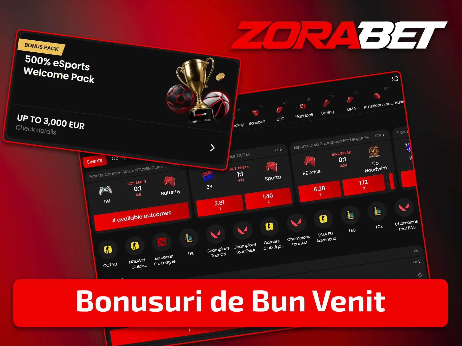 Activați bonusurile de bun venit pentru pariurile pe eSports la ZoraBet.