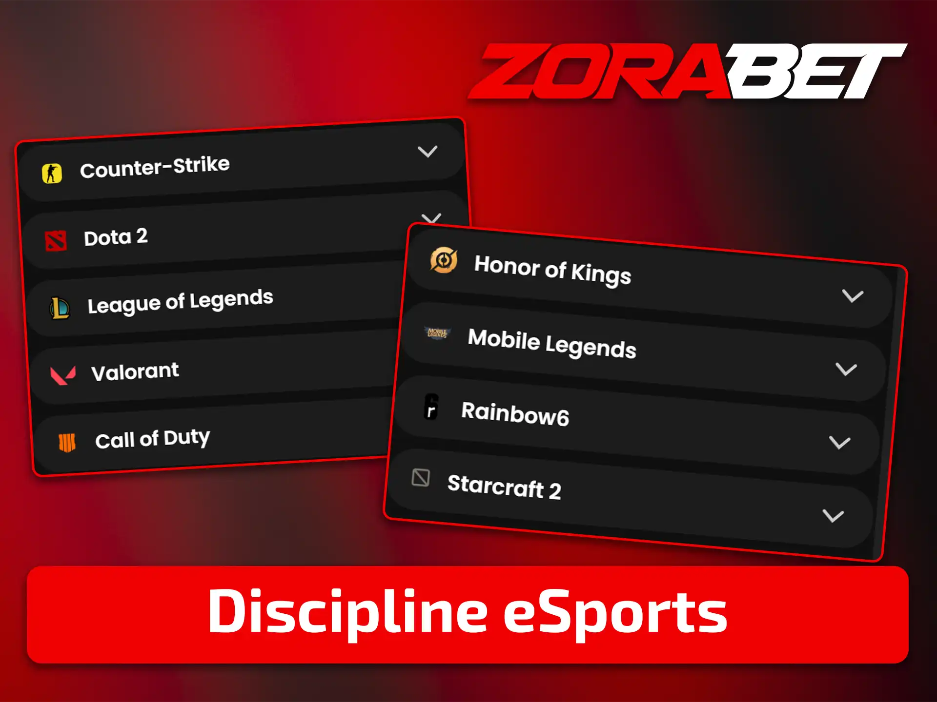 Descoperiți cele mai populare jocuri video și discipline eSports disponibile pentru pariuri pe ZoraBet.