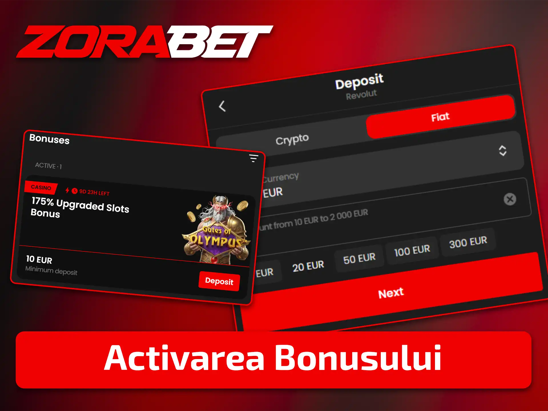 Activați bonusul de bun venit după înregistrarea pe ZoraBet.