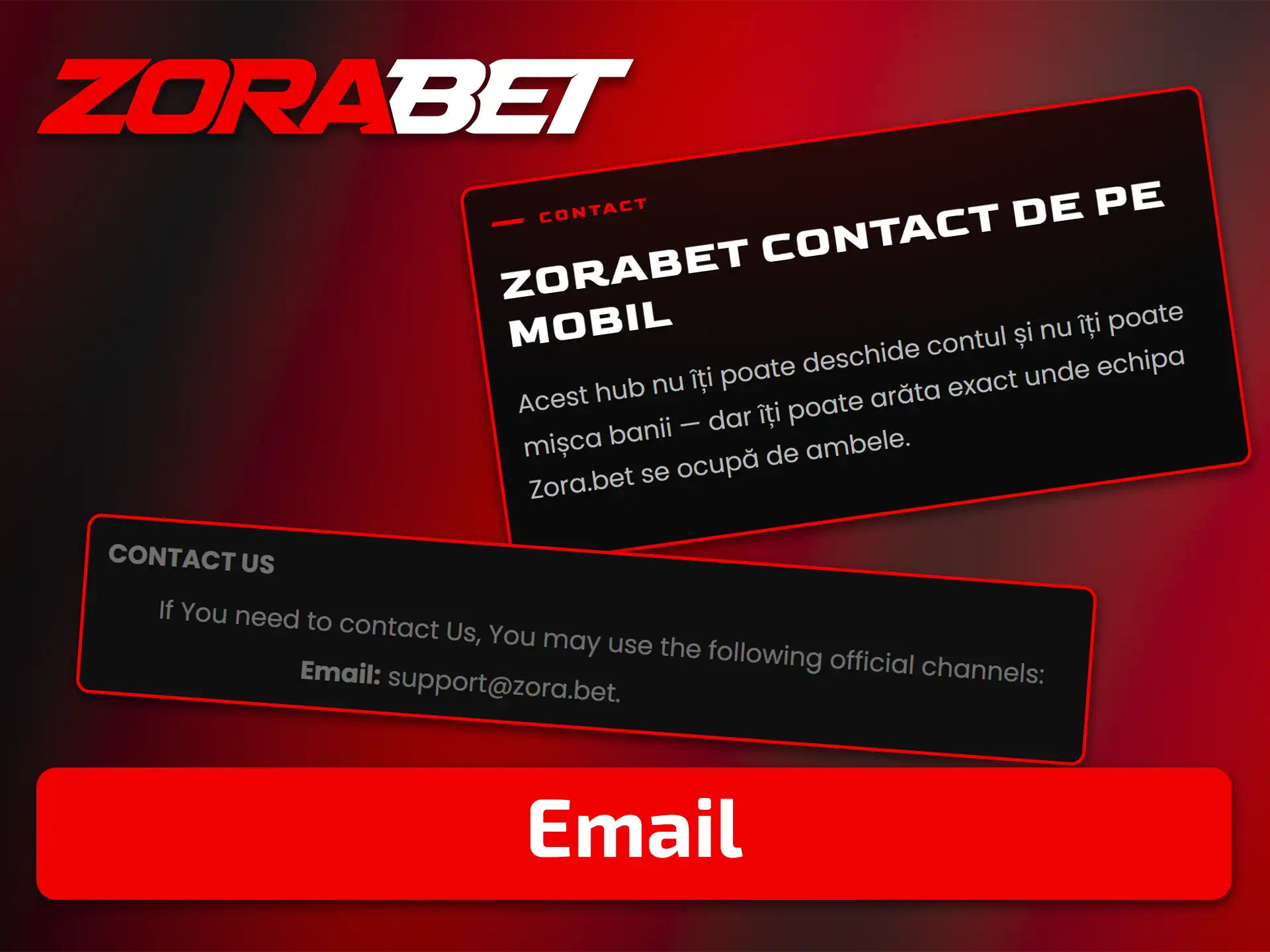 Trimiteți un mesaj detaliat către serviciul de asistență prin e-mail la ZoraBet.